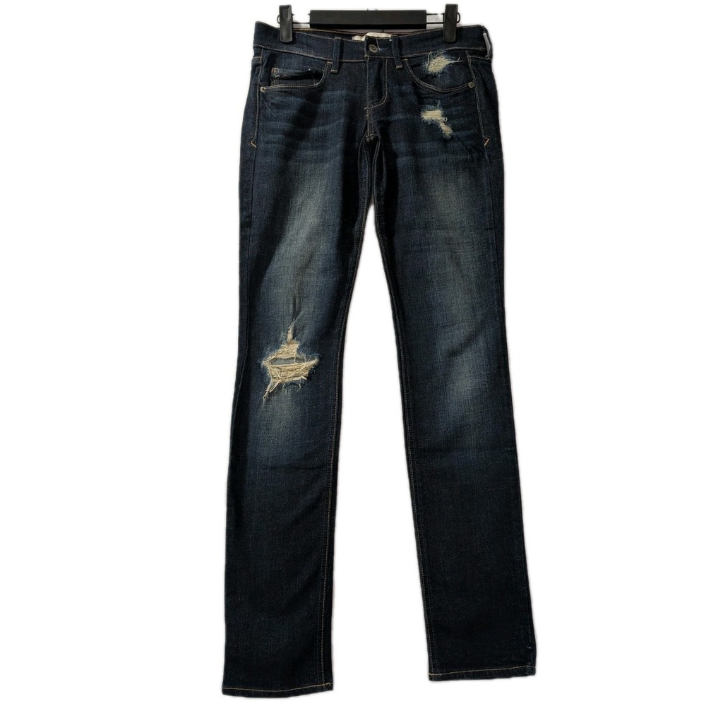 Hollister SoCal Stretch Jeans Women's Sz 1 W25 Dark Wash Distressed‎ Y2K